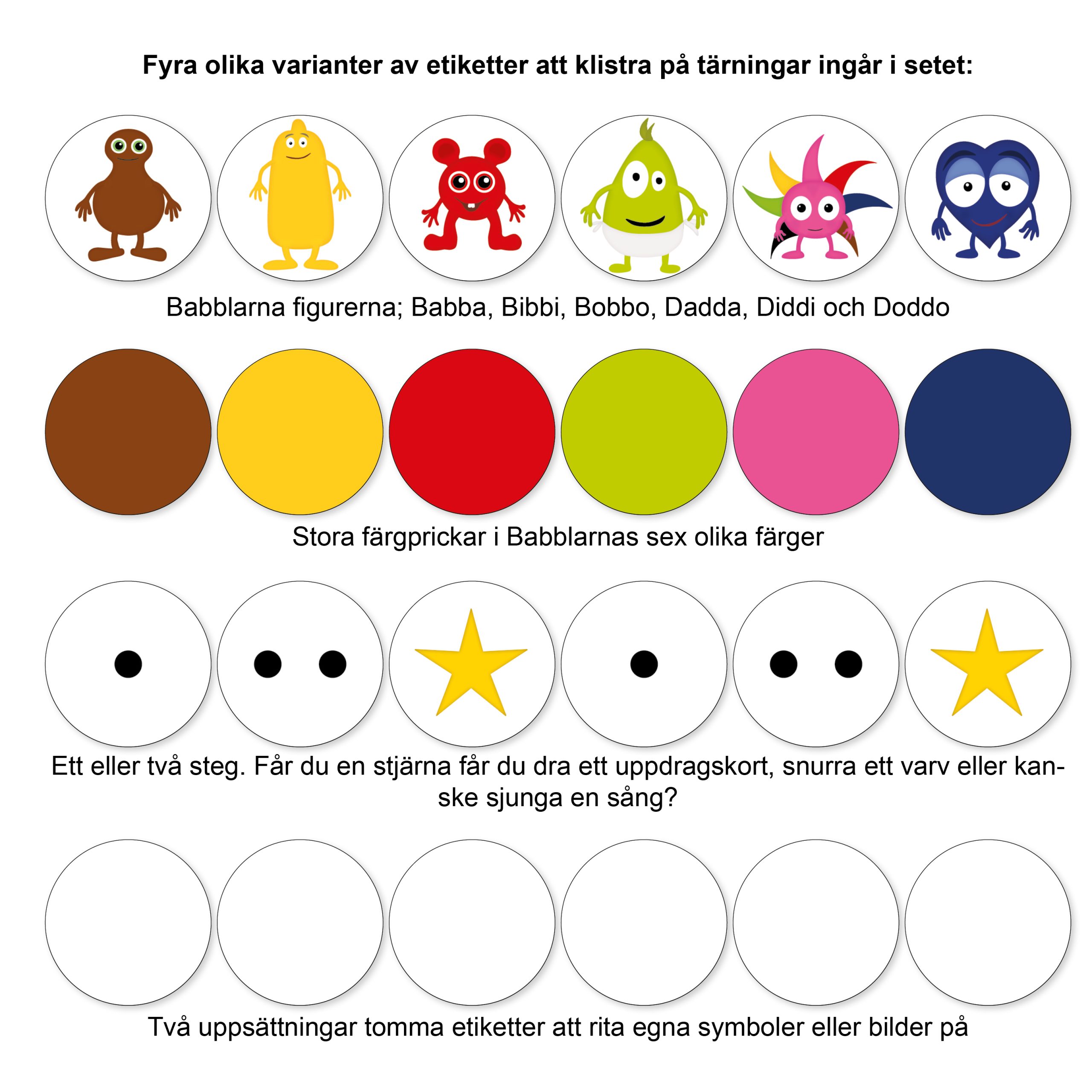 Tre stora tärningar med etiketter - Bild 2