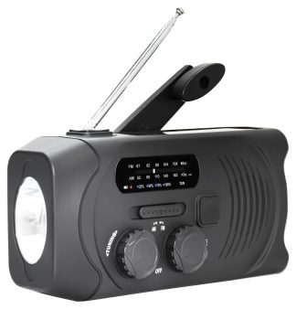 Vevradio med solcell och powerbank