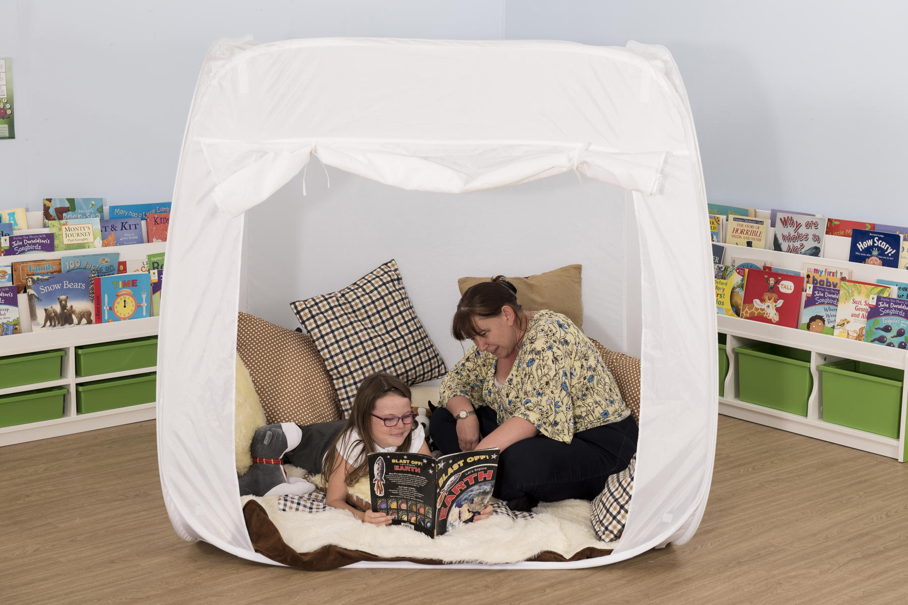 Vitt popuptält för projicering